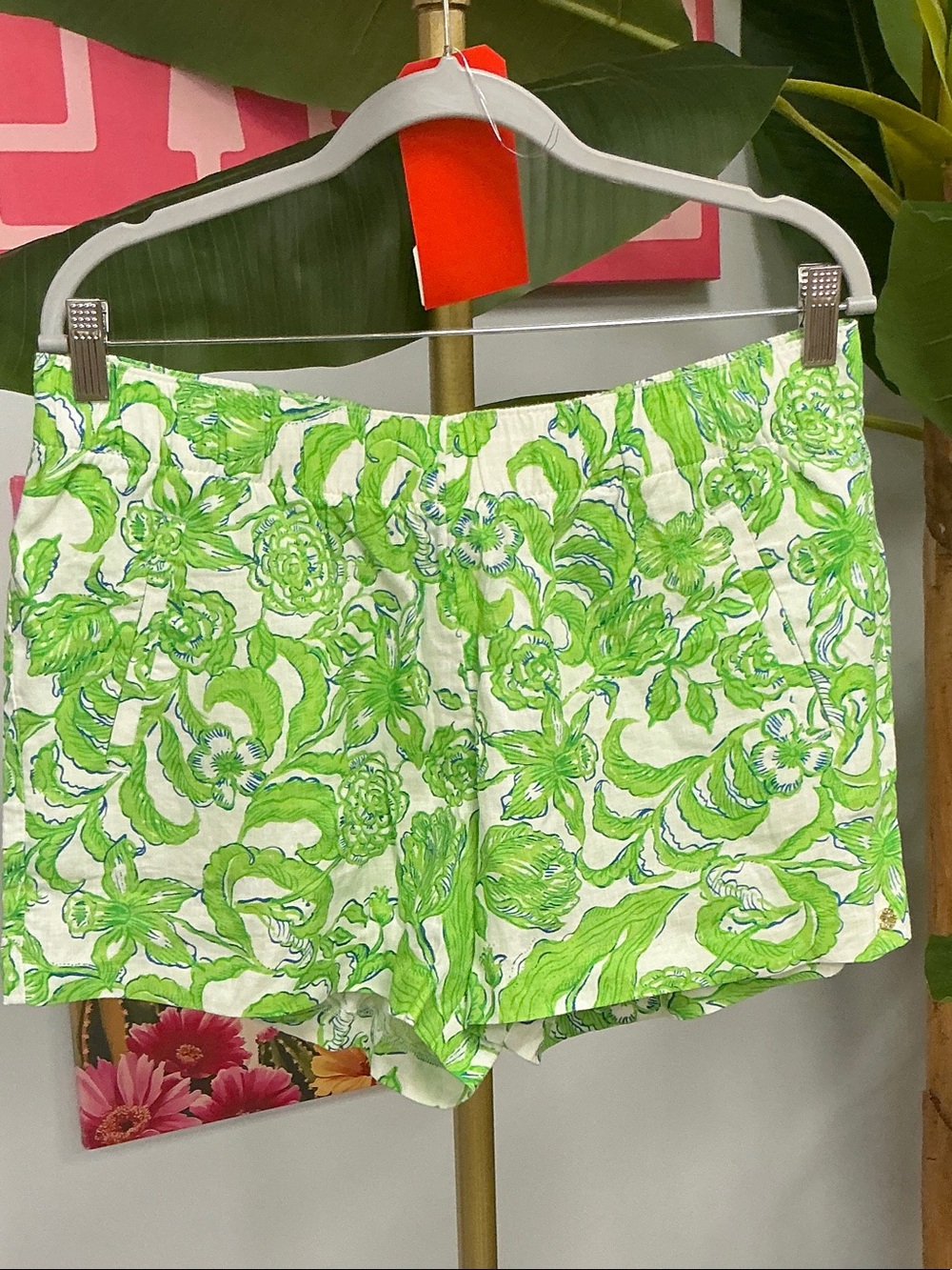 Lilly Pulitzer Lime Green Floral High Waist Shorts
